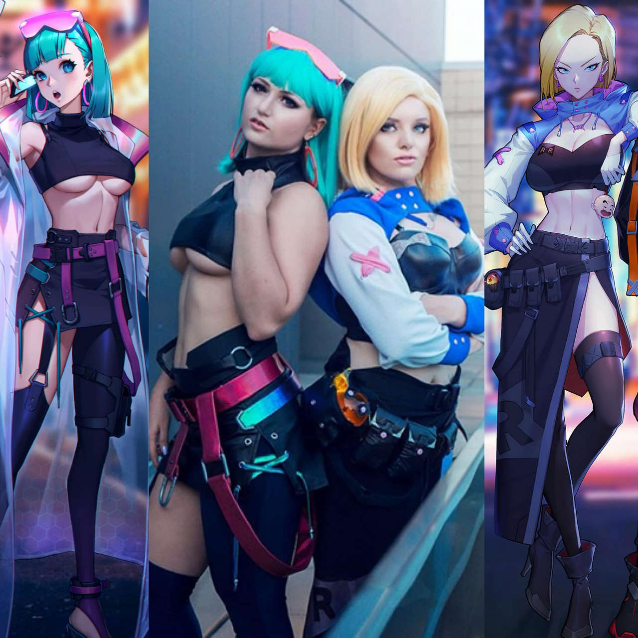Cyberpunk Bulma And Android 18 By Ohmysophii And Termina Cosplay Based On Artwork By Xhe199