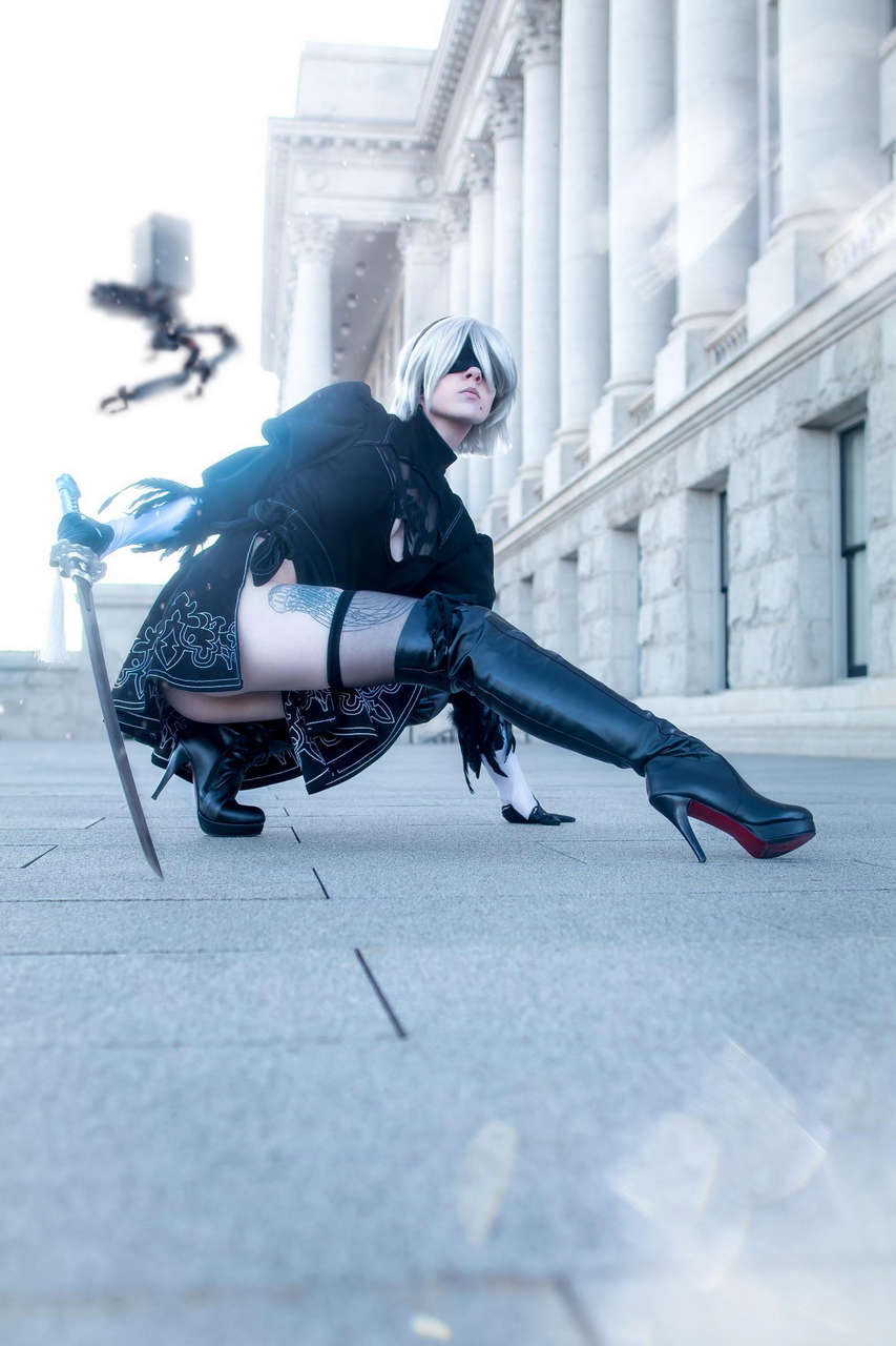 Myself Cosplaying 2b From Video Game Nier Automata Ready To Figh