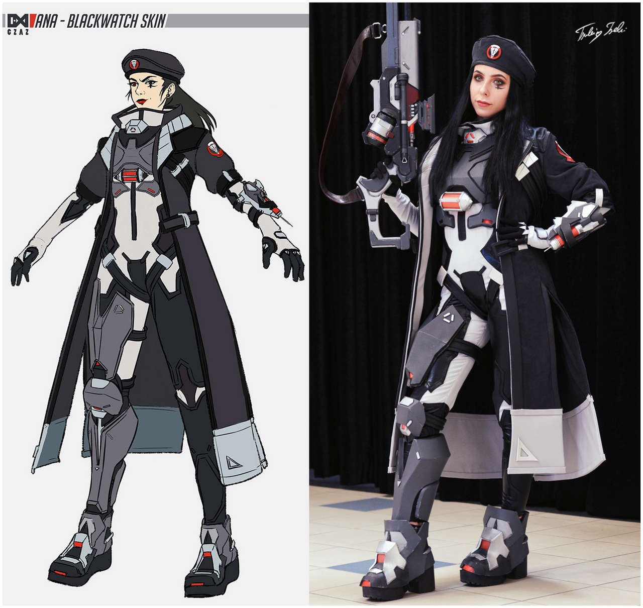 Character Vs Cosplay Blackwatch Ana From Overwatch By Tsuki Isek