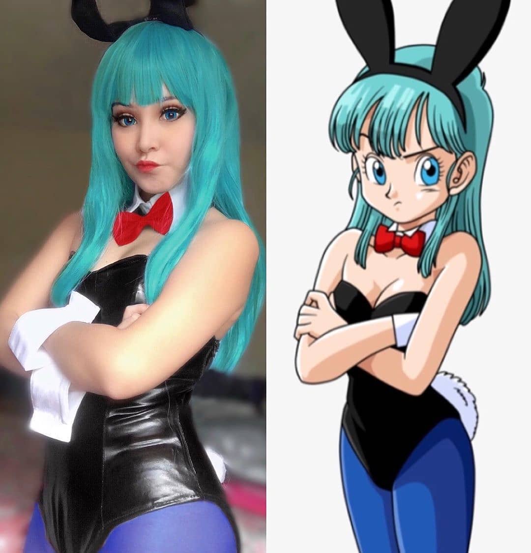Cosplay Vs Character Character Bunny Bulma Anime Dragon Ball Cosplayer Is Chibikat