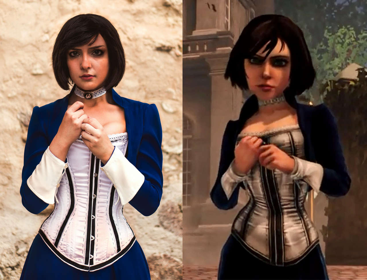 Elizabeth Cosplay Vs Character Bioshock Infinite By Ladysye