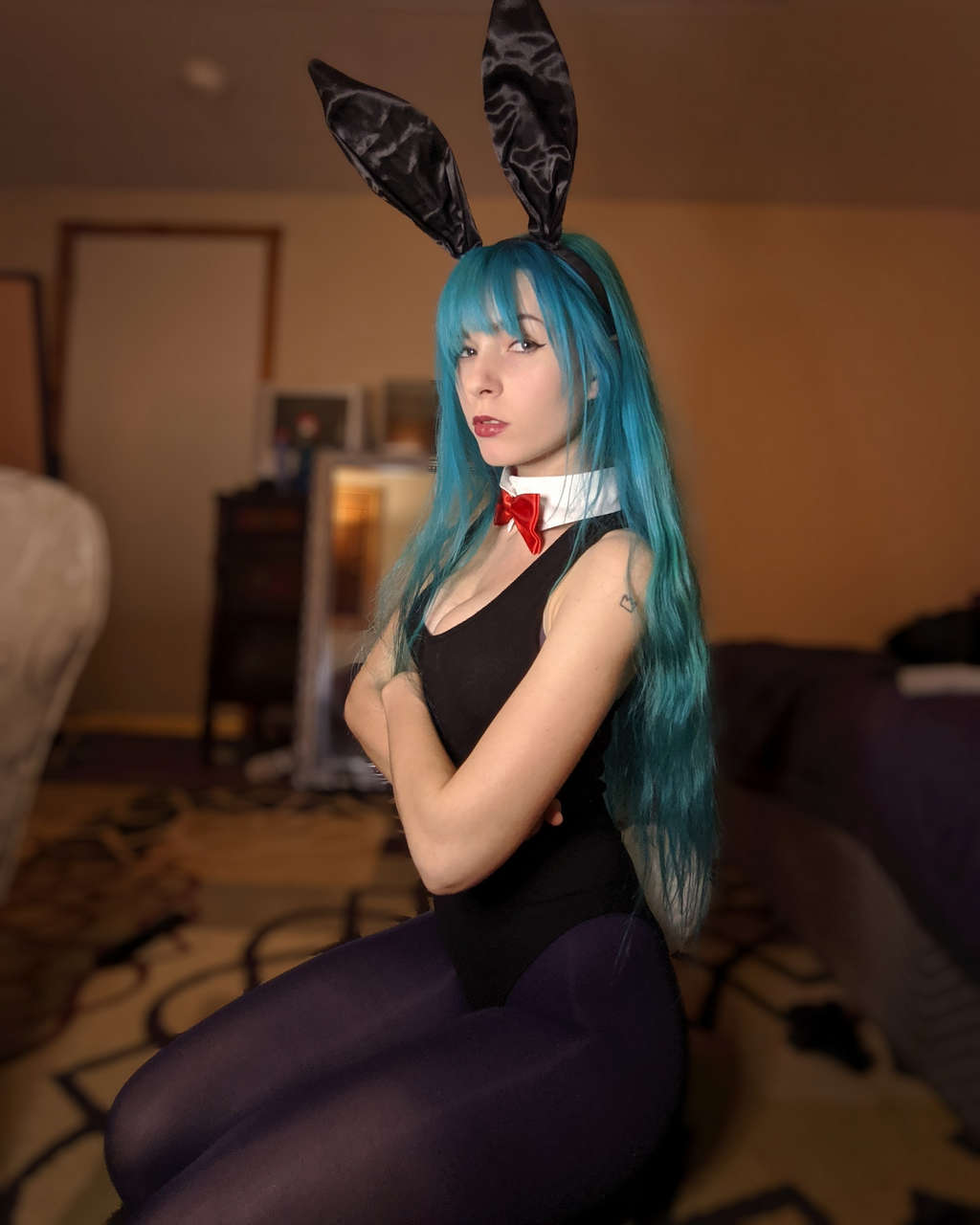 People Always Ask If I Dyed My Hair Blue For Cosplay The Answer Is No But I Might As Well Do Bunny Girl Bulma Anywa