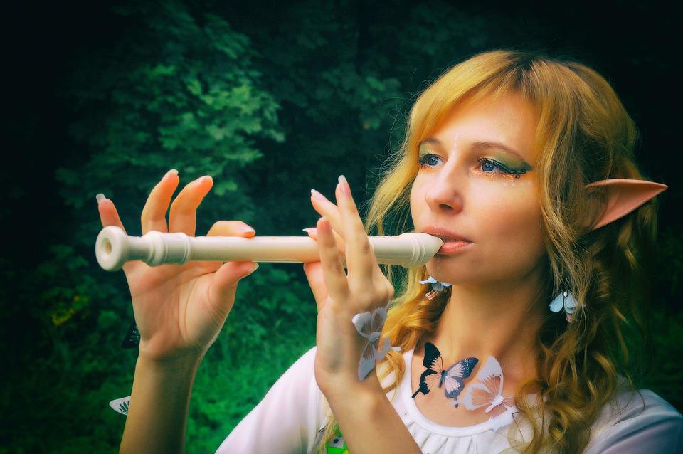 Self Beautiful Elf Girl Plays The Flute Ig Pixaba