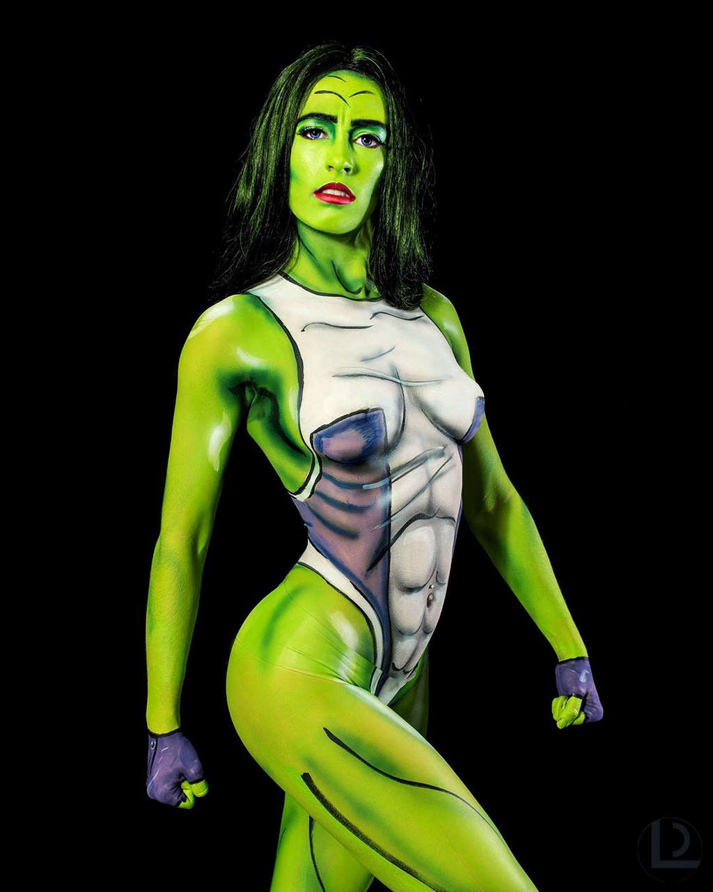 She Hulk Body Paint On Sapphire Fantasy Painted By Larsife