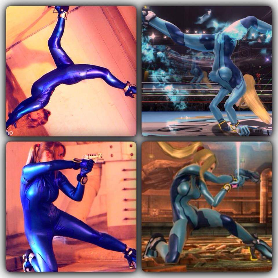 Side By Side Comparison Of Zero Suit Samus Made And Worn By My Sel