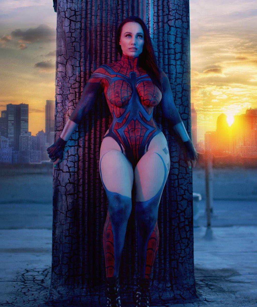 Spidergirl Spiderman Body Paint Cospla