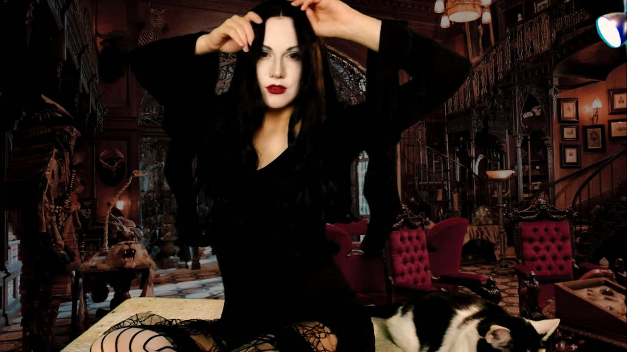 Self Morticia With My Cat Pugsley 0