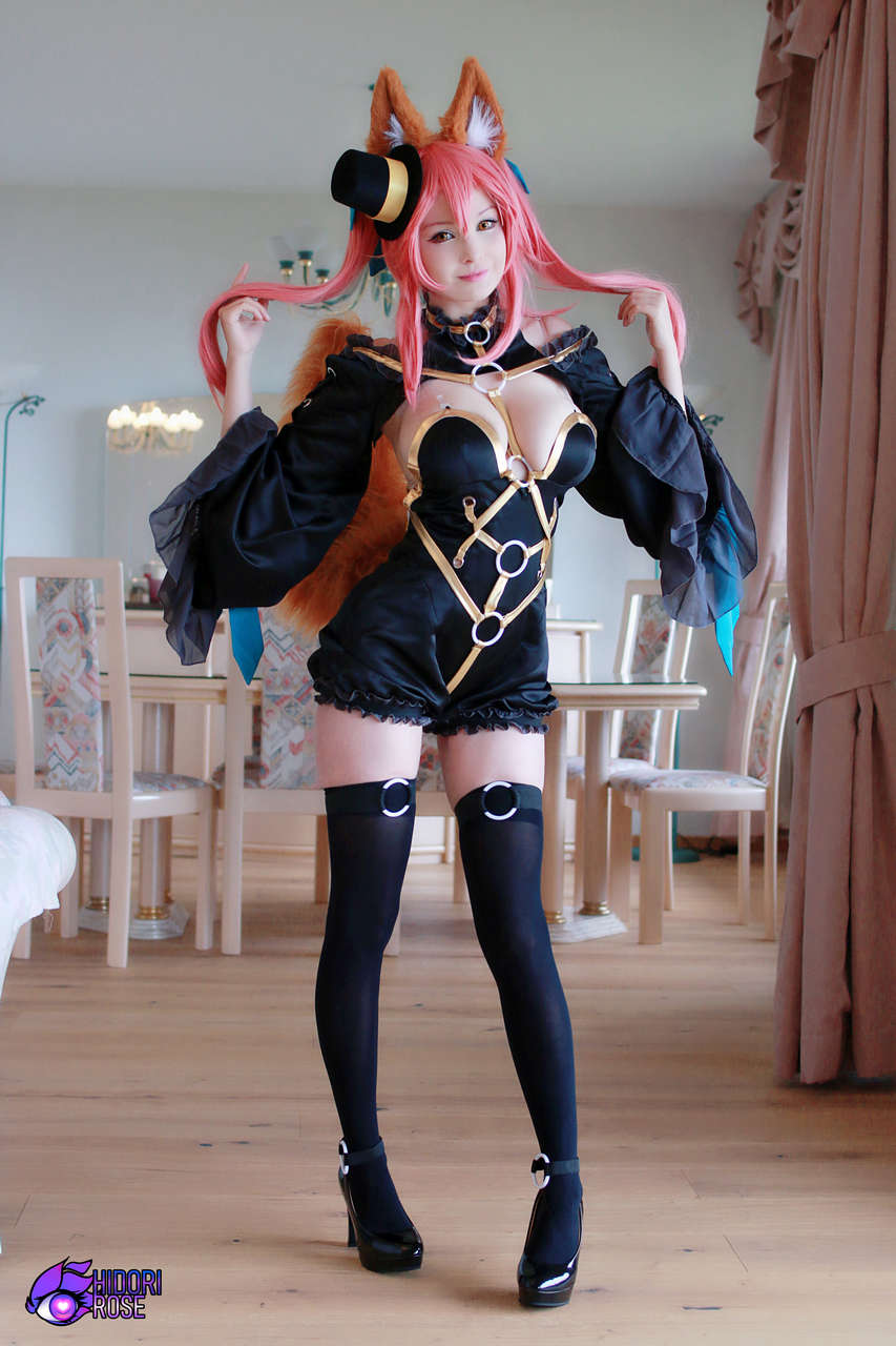 Tamamo No Mae Jet Black Mage Outfit Cosplay 0