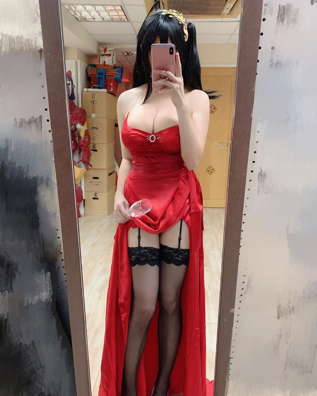 Nicky Coser Red Dress Stockings