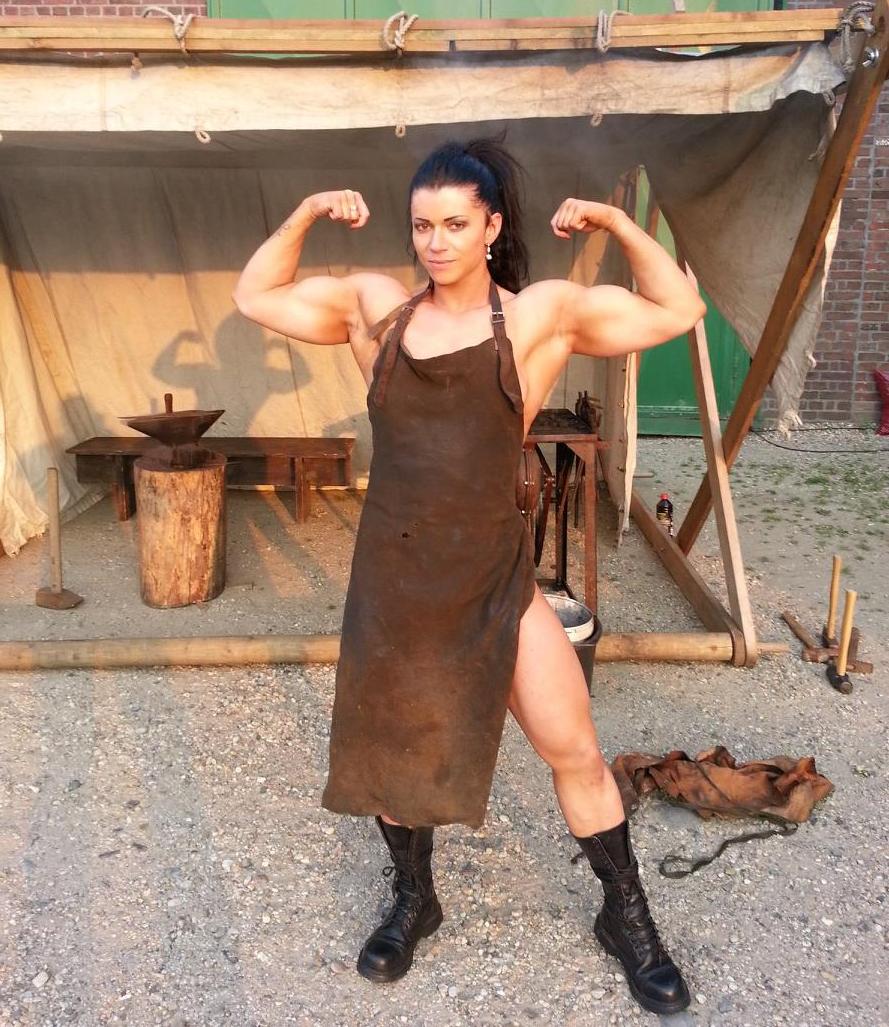 German Bodybuilder Michaela Schaar As A Medieval Blacksmit