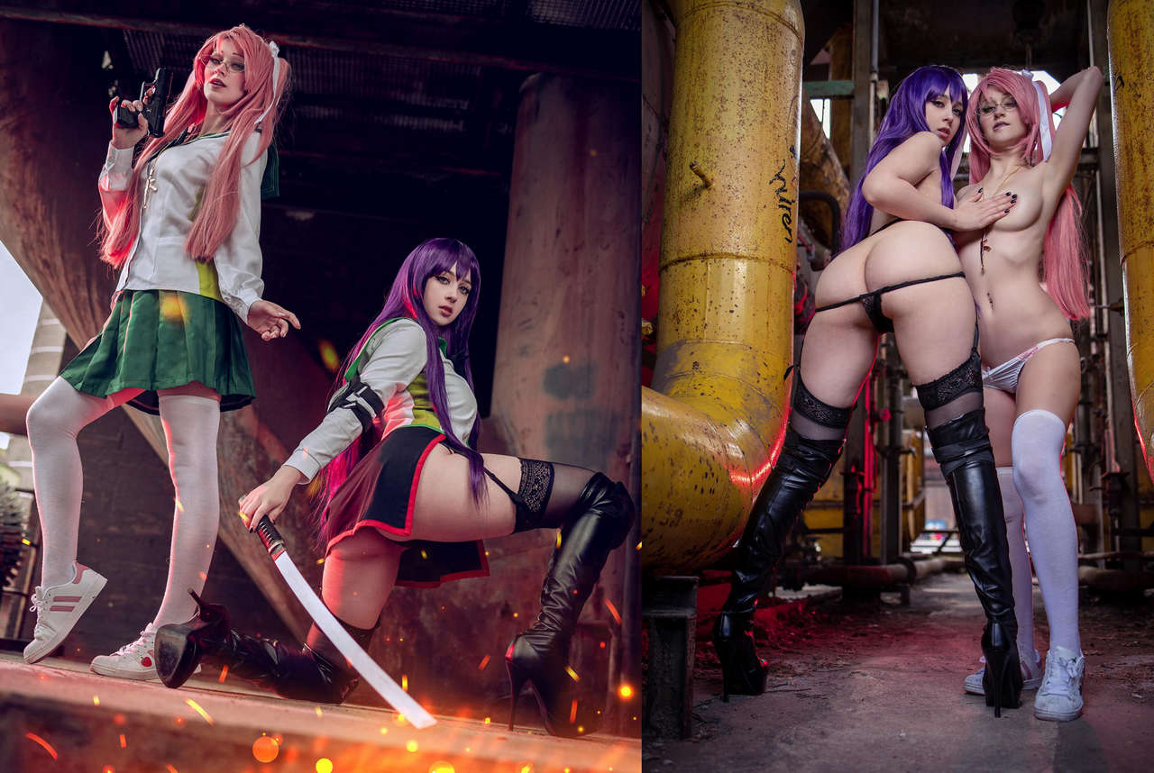 Highschool Of The Dead Saya X Saeko On Off By Liensue And Gumih