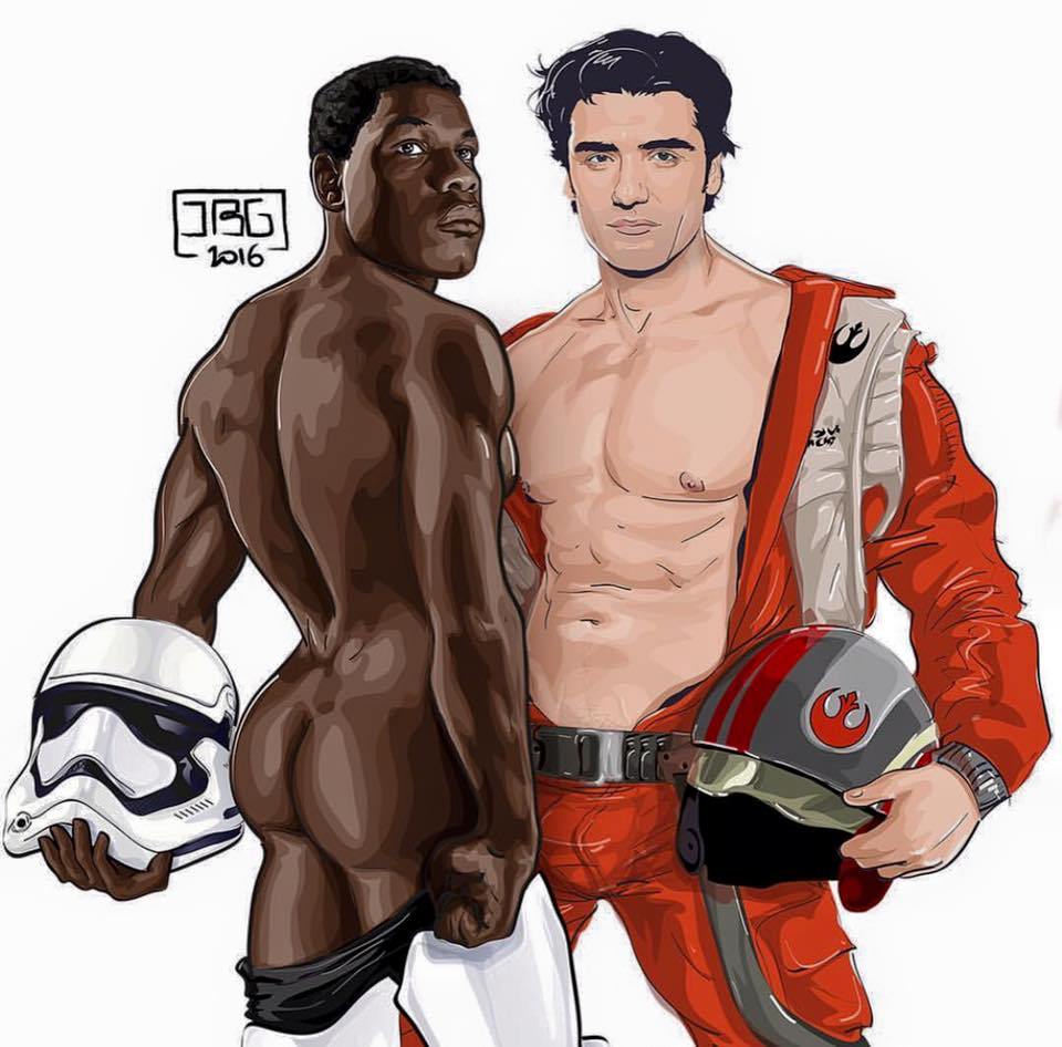 Finn Shows His Ass While Poe Stands There Artist Unknow