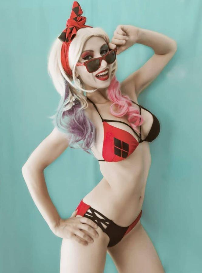 Jill Grayson Cosplay Harley Quinn Vintage Swimsuit Versio