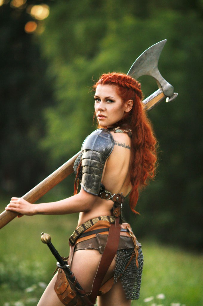 Redhead Warrioress With Battle Ax