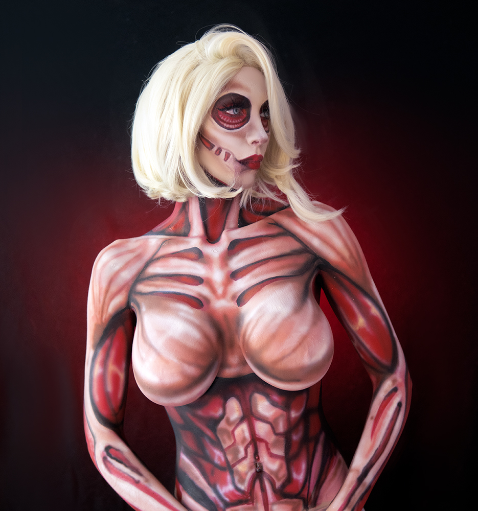Twitch Partner And Body Painter Intraventus As Annie Leonhart From Attack On Tita