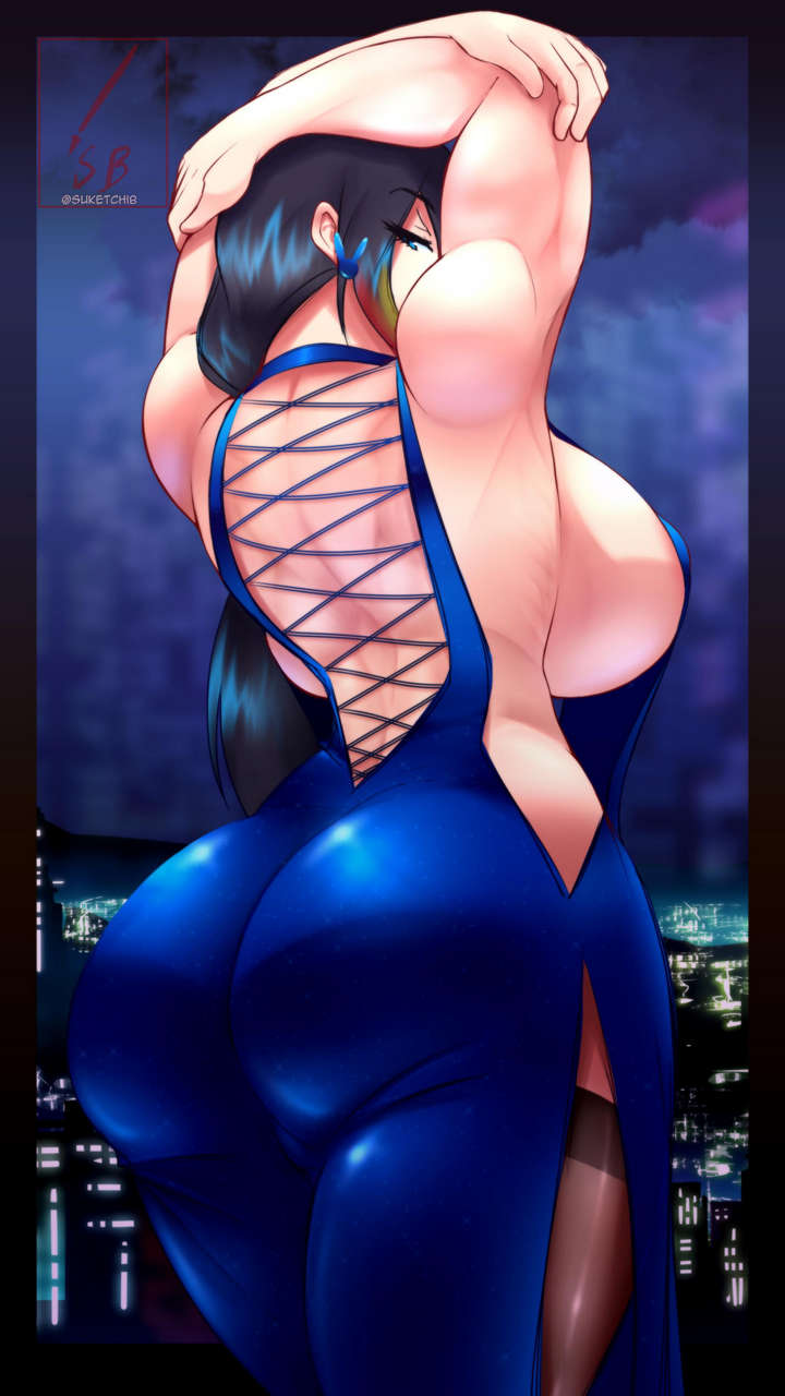 Blue Dress Big Butt C Post Animeboot