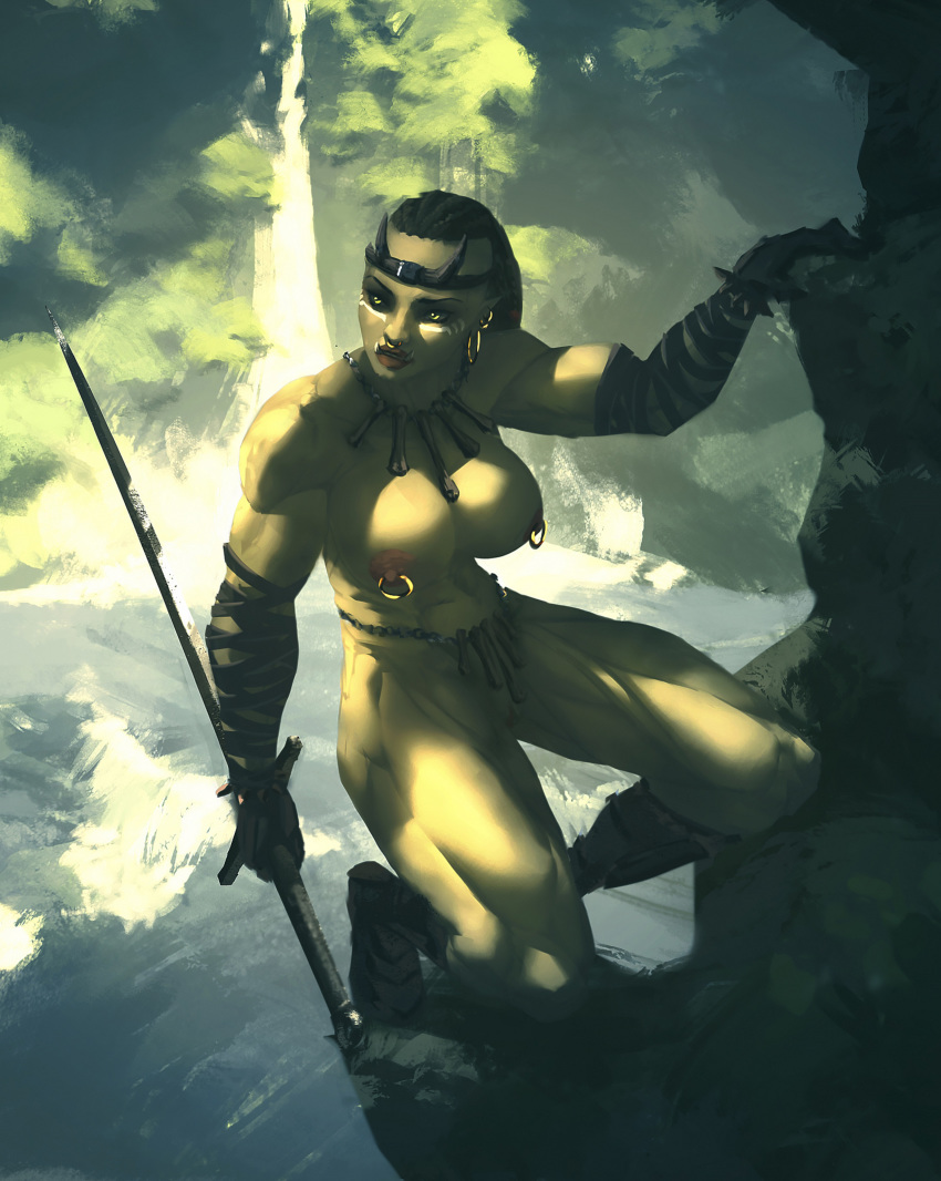 Nipple Pierced Orc Warrior Woman Jefnightl