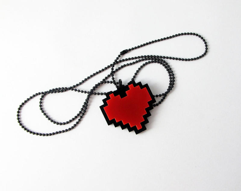 Undertale Heart Pixels Necklace Frisk Cospl