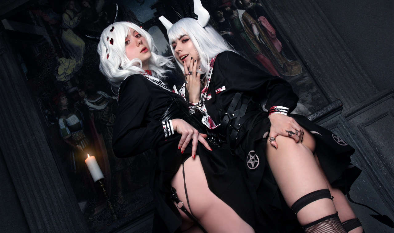 Modeus And Lucifer From Helltaker In School Uniforms By Tasha Bunny And Remi Foxy Sel