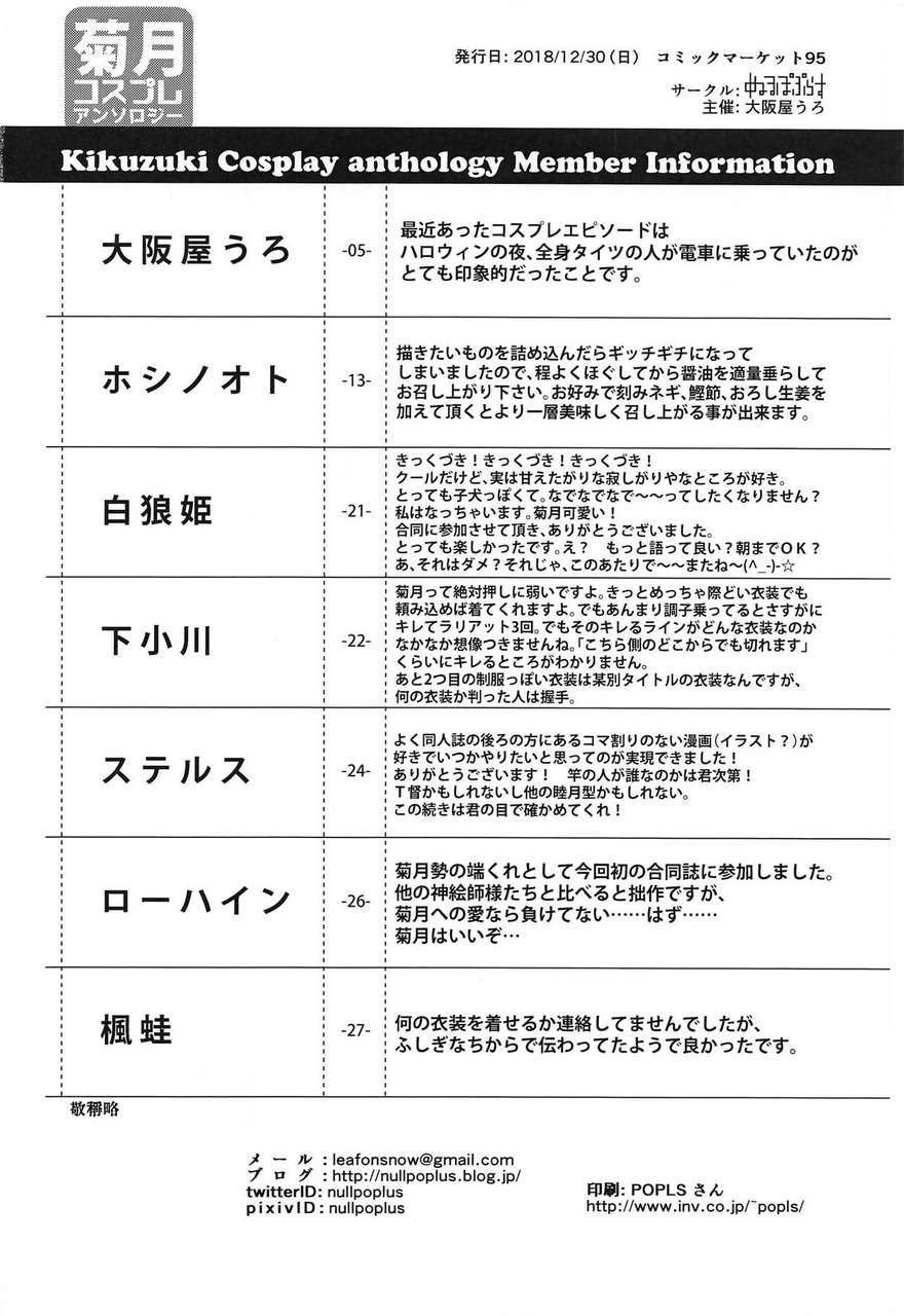 C95 Null Poplus Various Kikuzuki Cosplay Anthology Kantai Collection Kancolle 263547