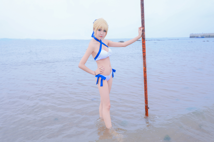 Fate Saber Swimsuit Pink Girl Meat