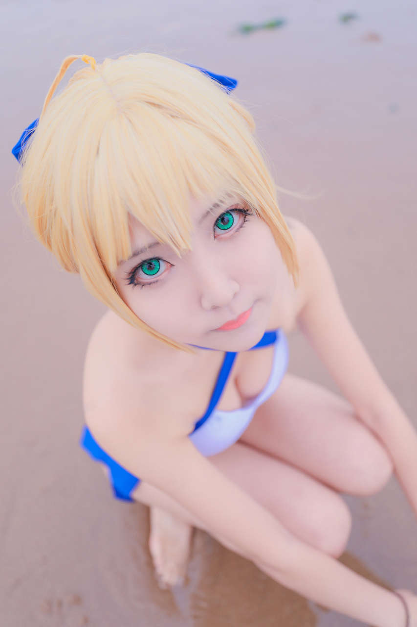 Fate Saber Swimsuit Pink Girl Meat