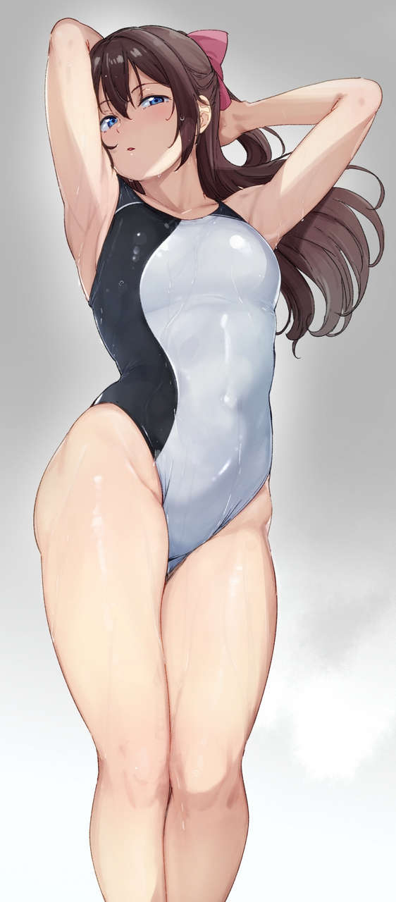 White Competition Swimsuit Thighdeolog