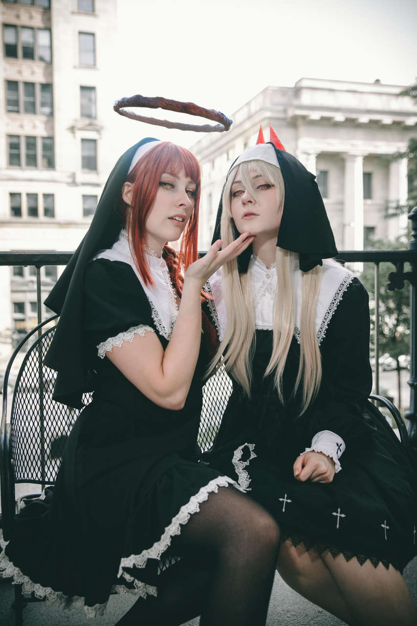 Makima And Power From Chainsaw Man As Nun For Halloween By Maree Beam And Purplesakur