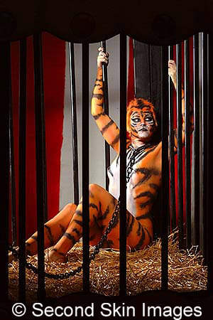 Bondage Themed Body Paint Tigres