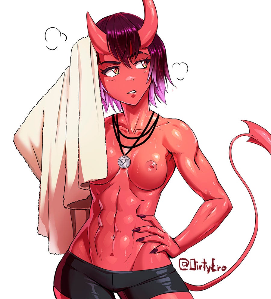Demon Girl Drying Off After A Workout Dirtyer