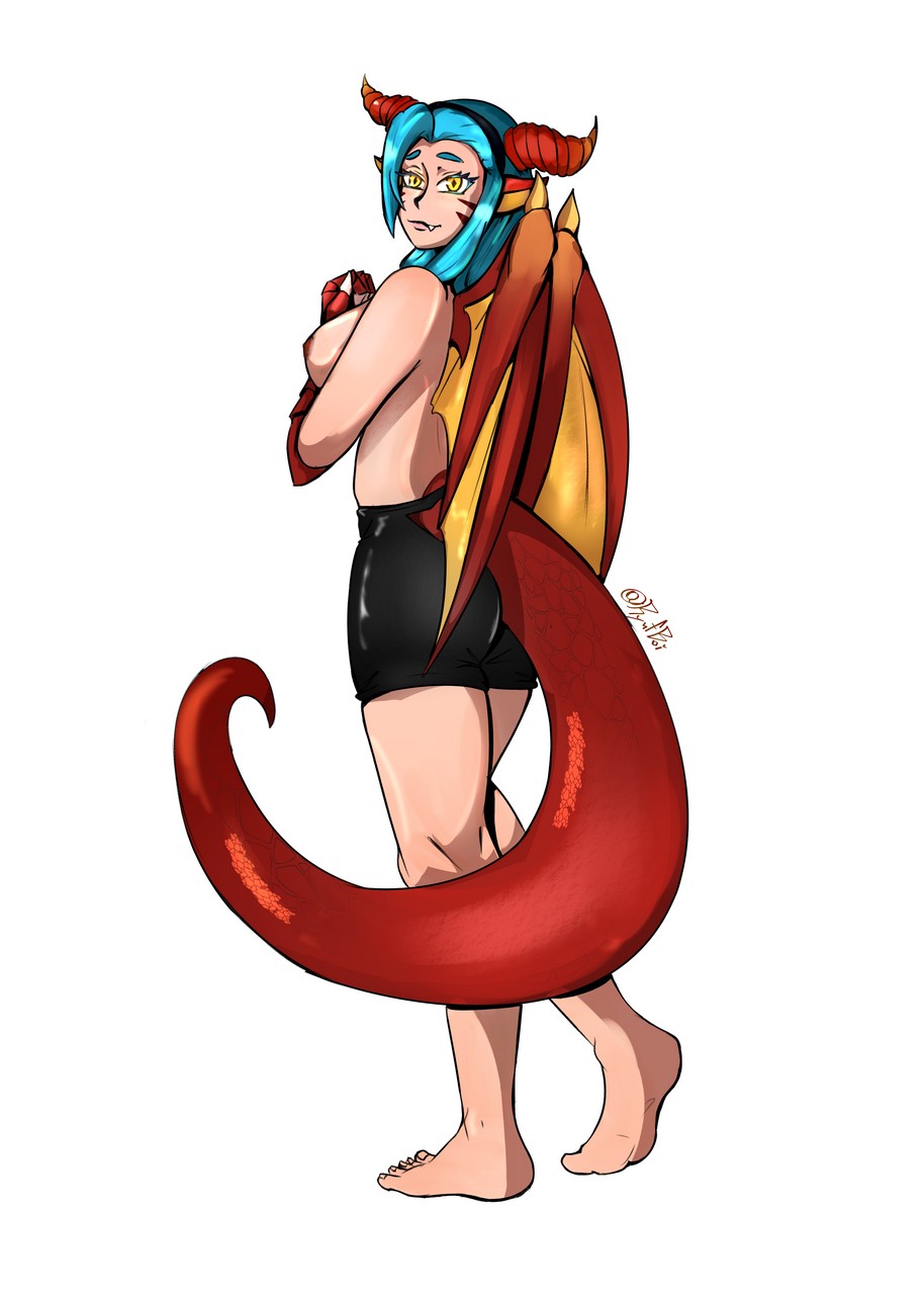Dragon Girl In Bike Shorts Commission I Made For Fuki Nyan On Twitte