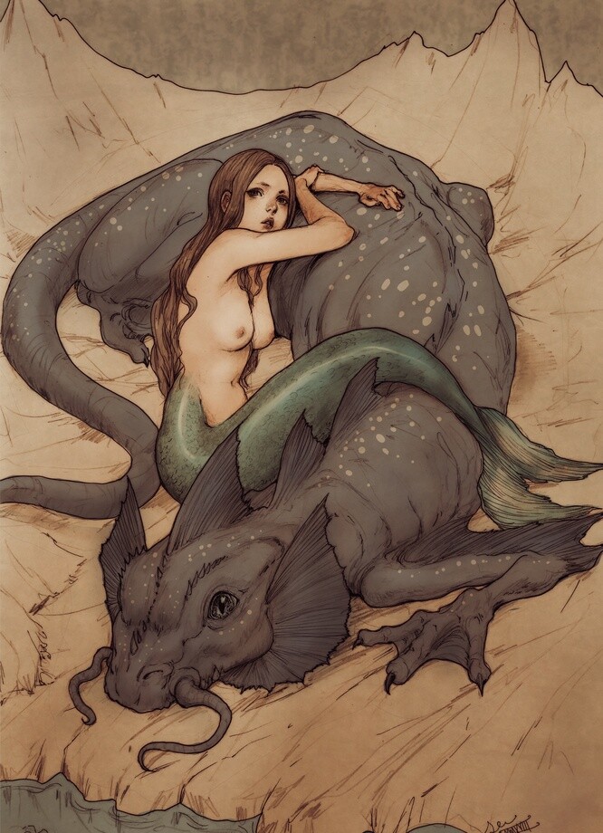 Mermaid And Water Dragon By Jasmin Darnell 201