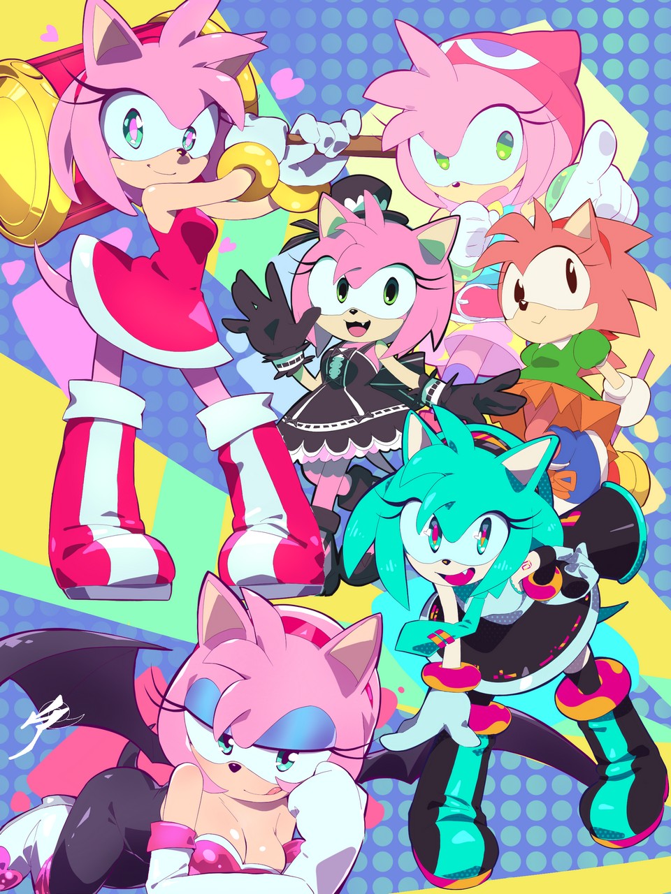 Amitie Amy Rose Classic Amy Rose Hatsune Miku Rouge The Bat By Aetherionar