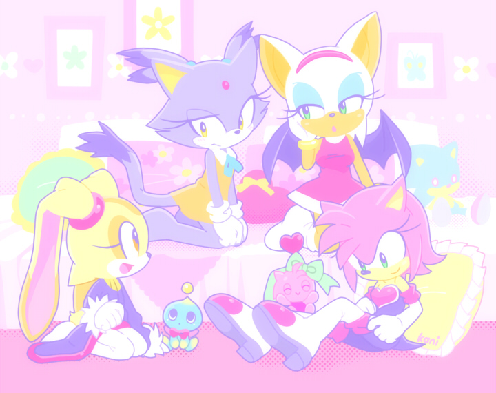 Amy Chao Amy Rose Blaze The Cat Cheese The Chao Cream The Rabbit Rouge The Bat Sonic The Hedgehog By Kekan