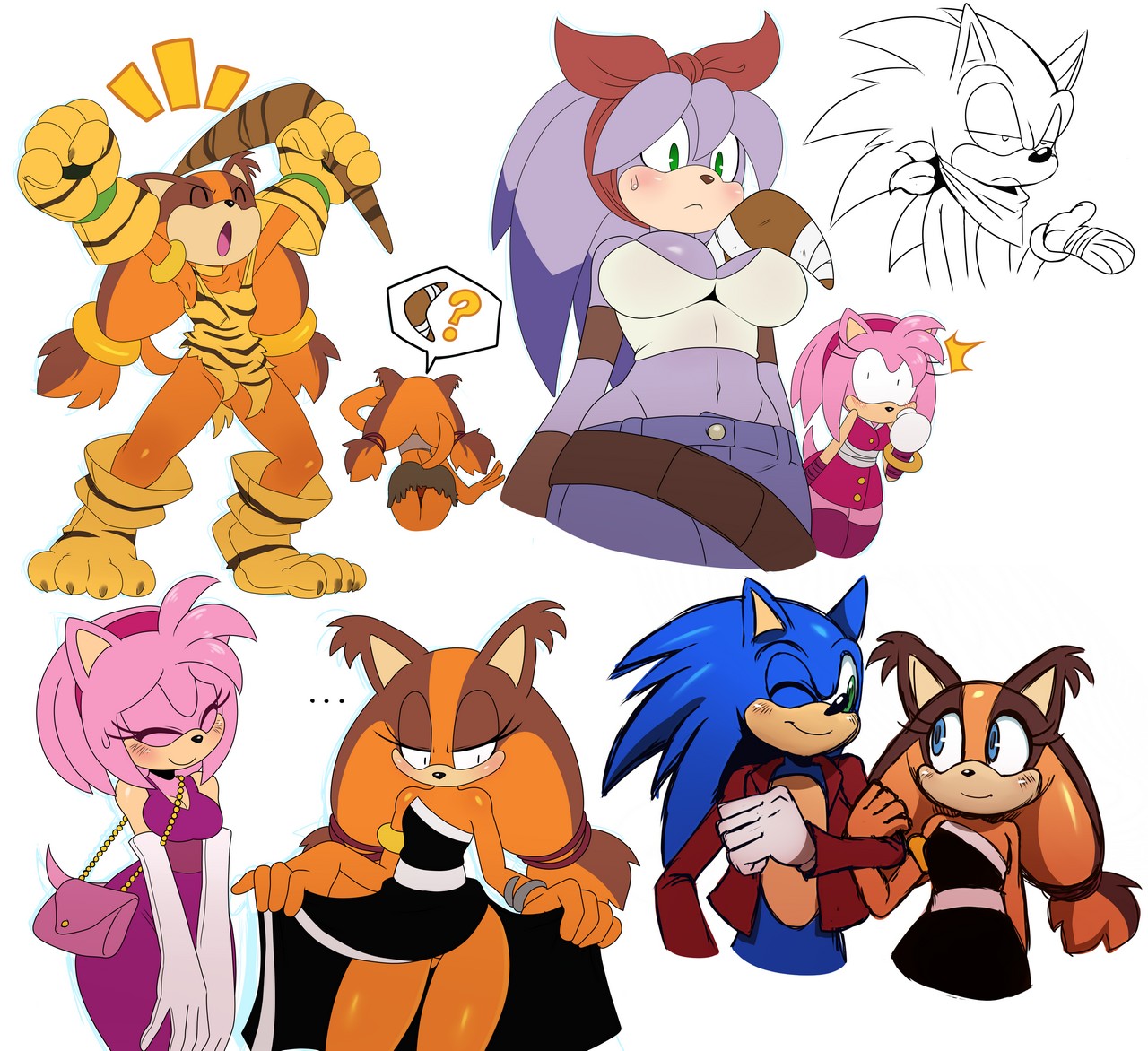 Amy Rose Cham Cham Perci The Bandicoot Sonic The Hedgehog Sticks The Jungle Badger By Sssonic