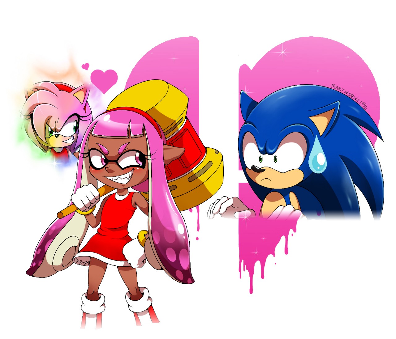 Amy Rose Inkling Girl Sonic The Hedgehog Spirit Super Smash Bros By Martinsaenz96u
