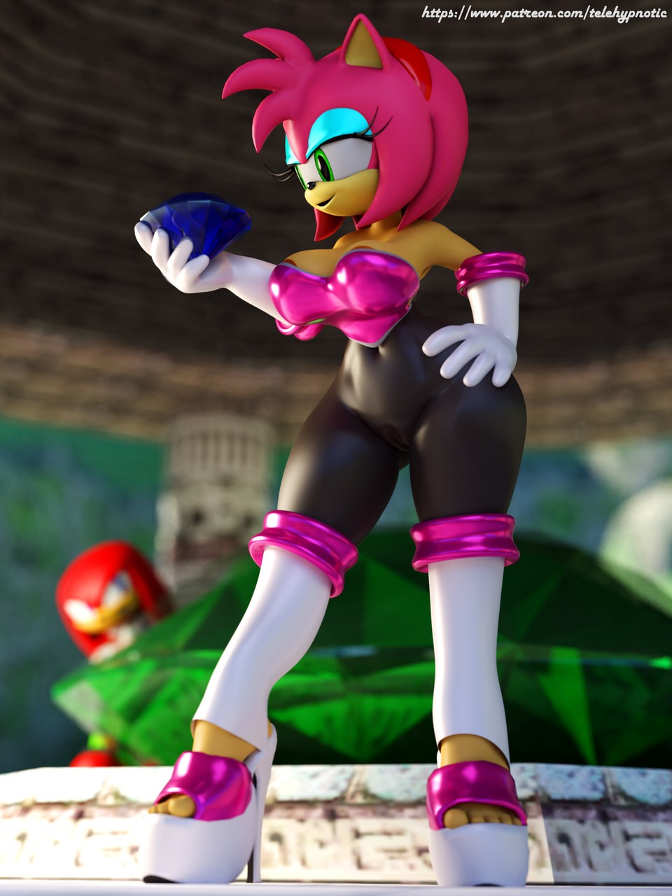 Amy Rose Knuckles The Echidna Rouge The Bat By Telehypnoti