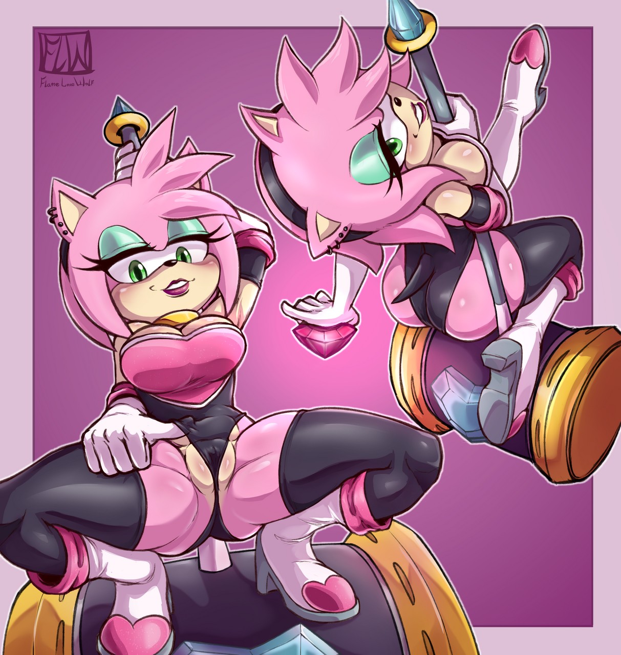 Amy Rose Rouge The Bat By Flame Lonewol