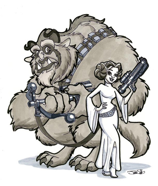 Beast Disney Belle Beauty And The Beast Chewbacca Leia Organa By James Silvan