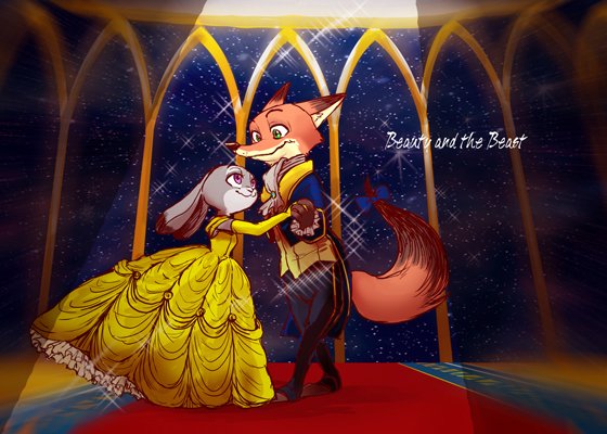 Beast Disney Belle Beauty And The Beast Judy Hopps Nick Wilde By Miroukitsu Mitsuhar