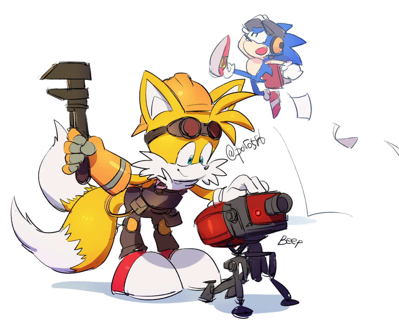 Engineer Team Fortress 2 Miles Prower Scout Team Fortress 2 Sonic The Hedgehog By Poro58