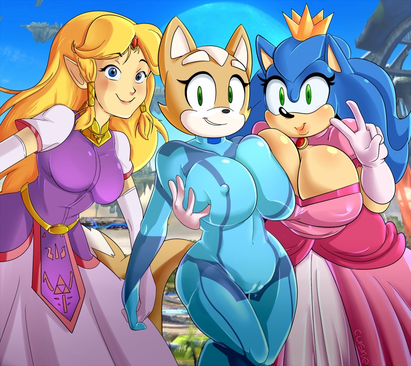 Fox Mccloud Link Princess Peach Princess Zelda Samus Aran Sonic The Hedgehog By Missphas