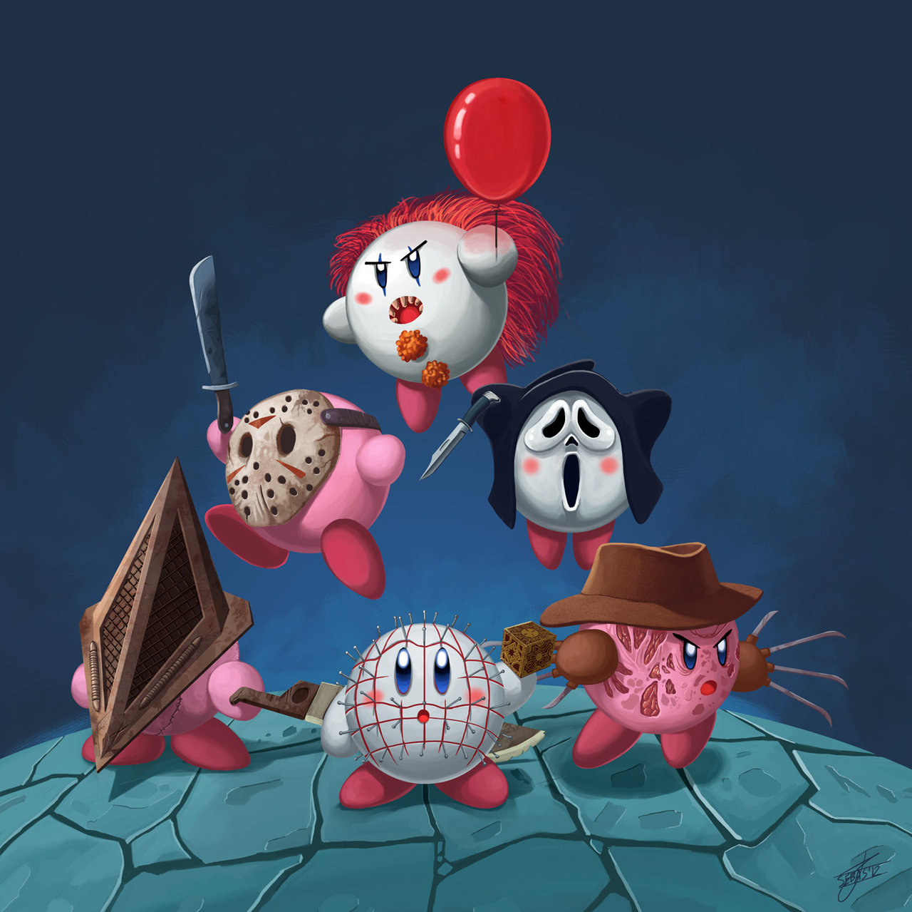 Freddy Krueger Ghostface Jason Voorhees Kirby Pennywise The Dancing Clown Pinhead Pyramid Head Silent Hill By Shne