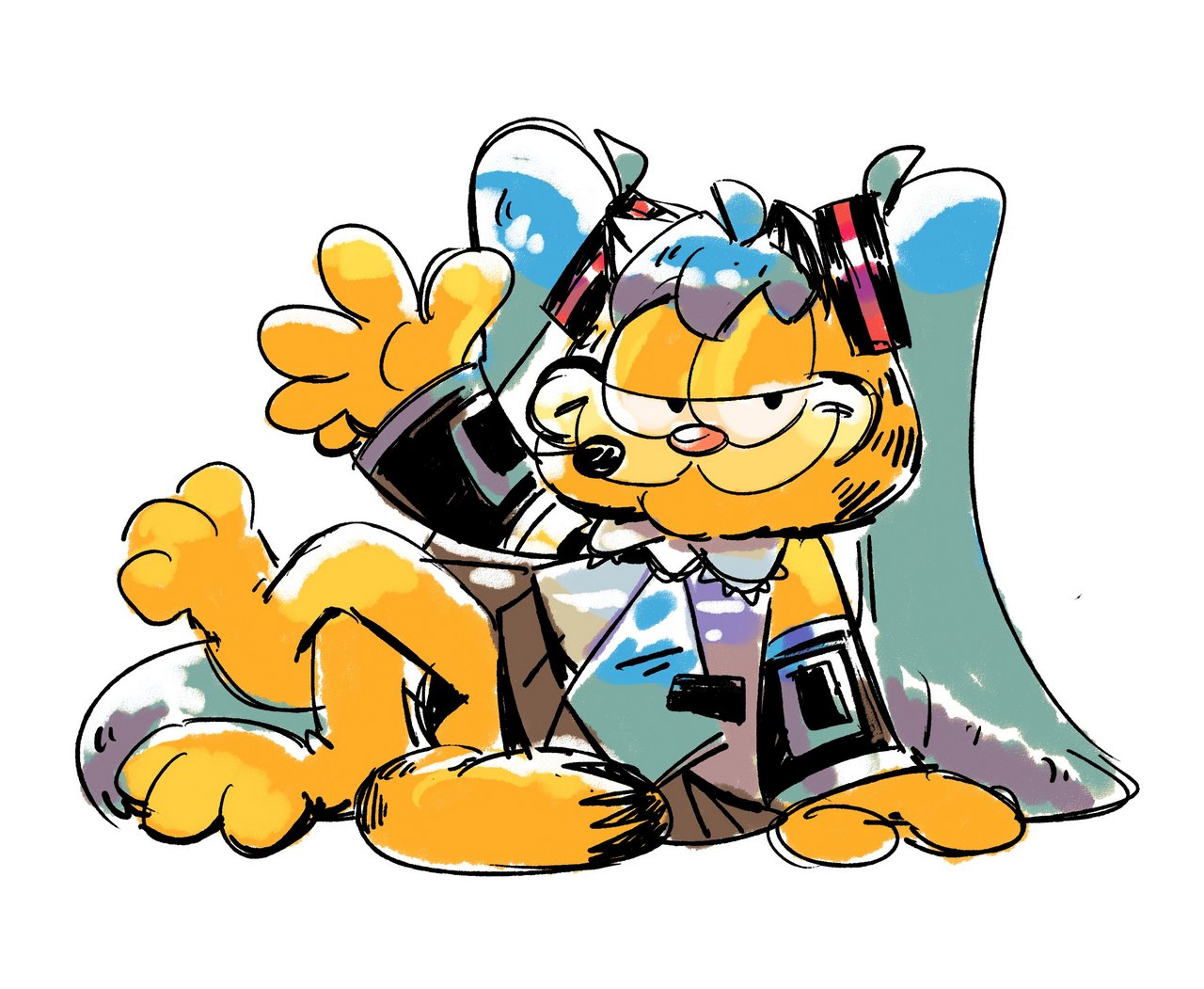 Garfield The Cat Hatsune Miku By Cigardoesar