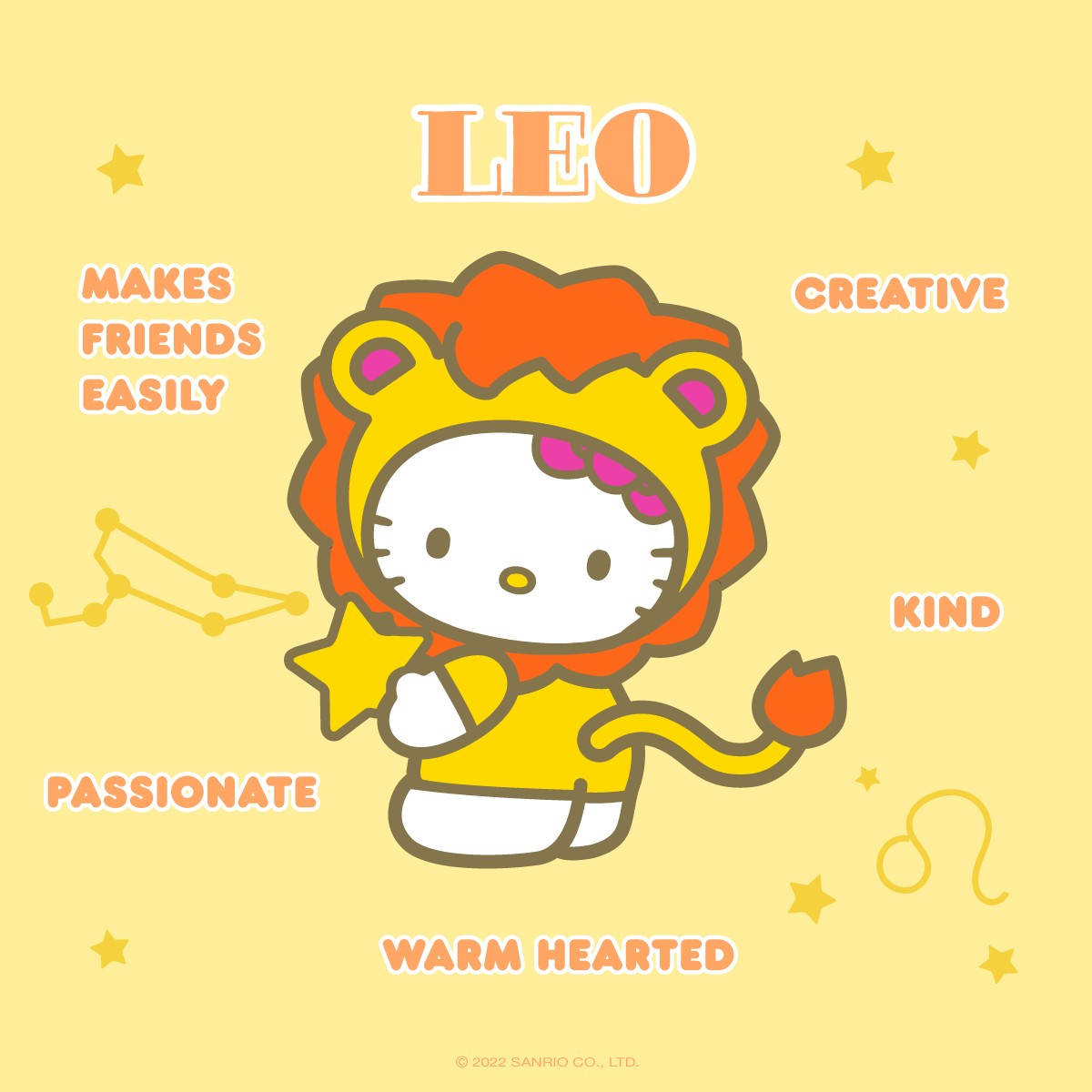 Hello Kitty Character Leo Zodiac Artis