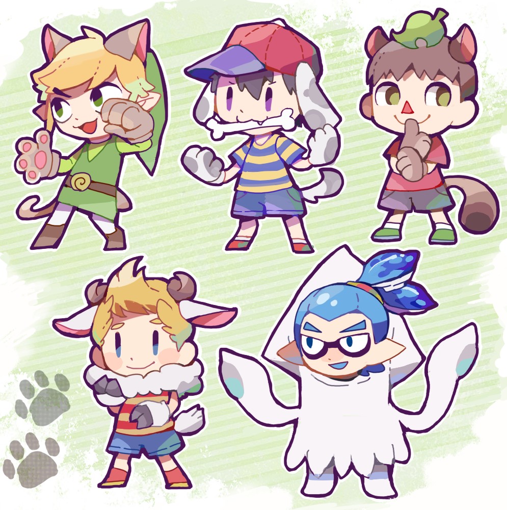Inkling Boy Lucas Earthbound Ness Toon Link Villager Animal Crossing By Tziro46