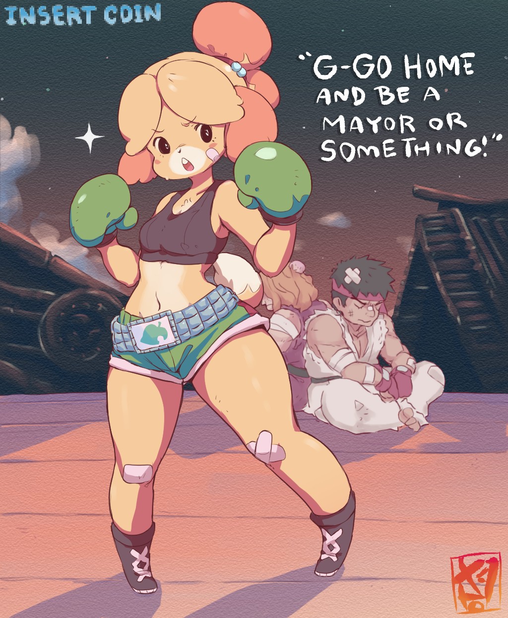 Isabelle Animal Crossing Ken Masters Little Mac Ryu Street Fighter By Starmil
