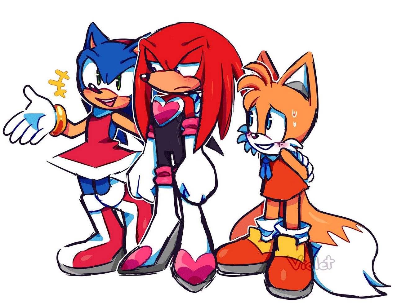 Knuckles The Echidna Miles Prower Sonic The Hedgehog By Violetmadness
