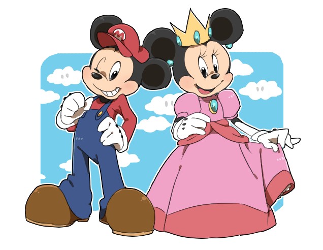 Mario Mickey Mouse Minnie Mouse Princess Peach By Chikomi
