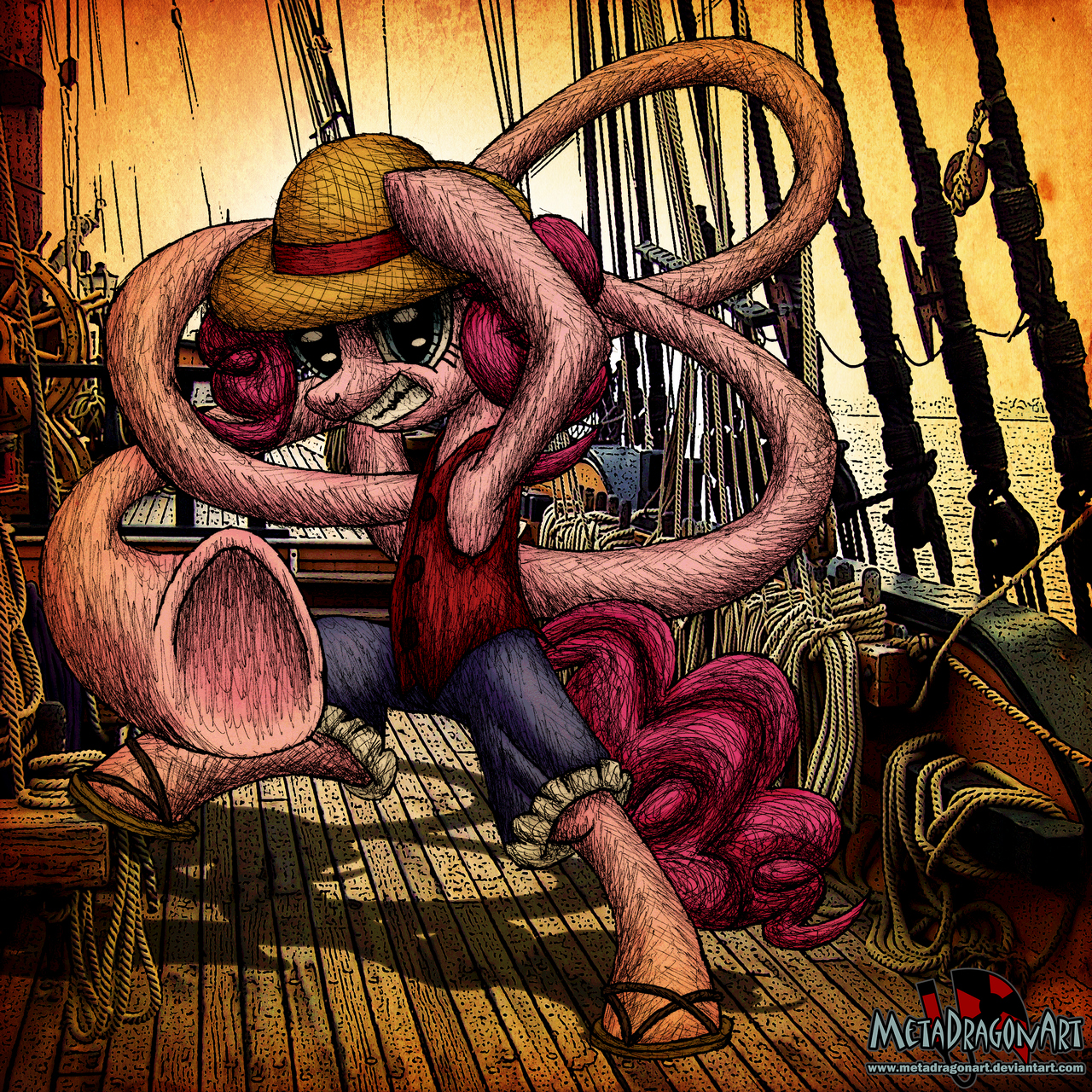 Monkey D Luffy Pinkie Pie Mlp By Metadragonar